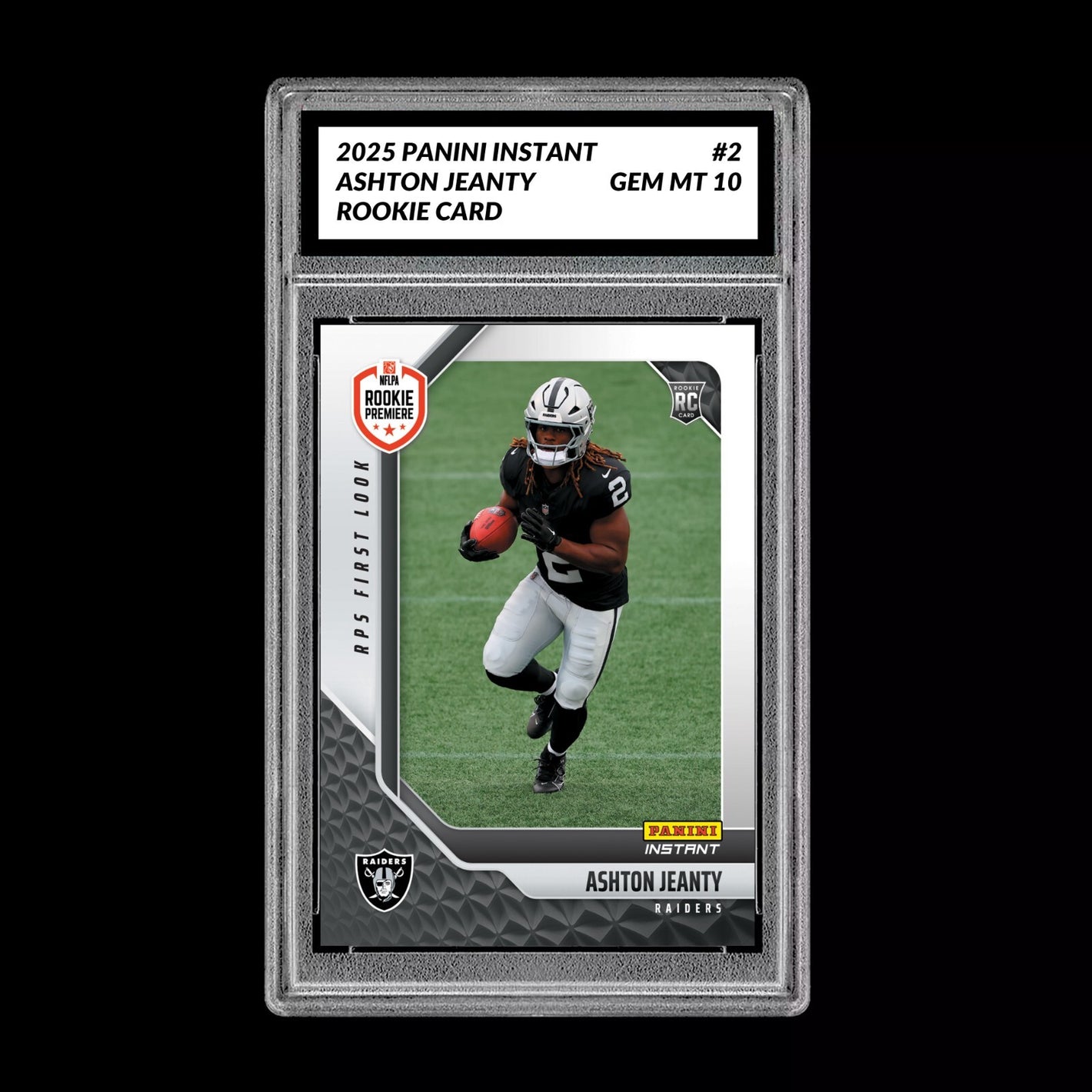 Graded 10 Ashton Jeanty #2 RC Rookie 2025 Panini Instant NFL RAIDERS Premiere  Football