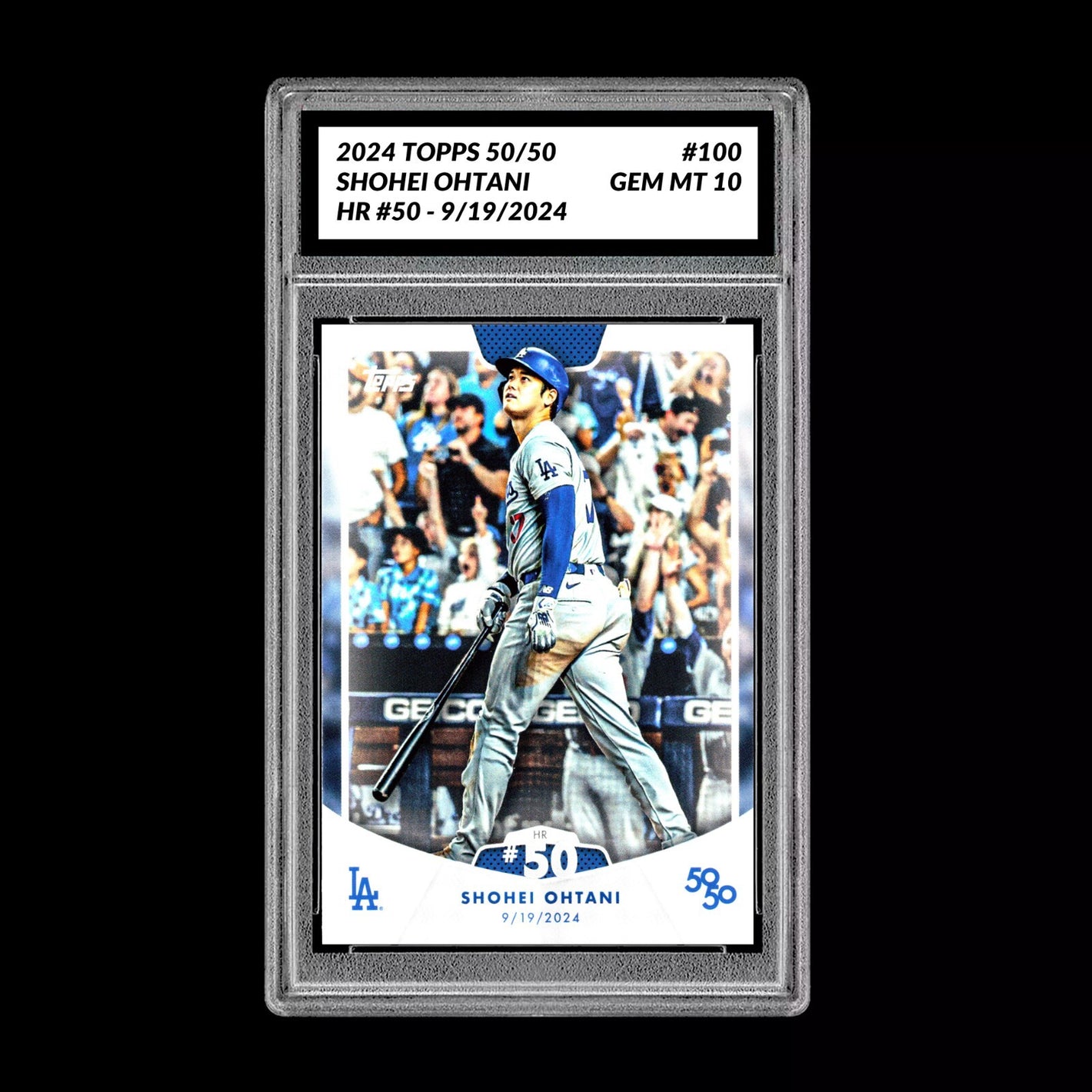 Graded 10 SHOHEI OHTANI HR #50 - 2024 Topps 50/50 Card #100 Dodgers MLB History Baseball