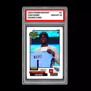 Graded 10 Cam Ward #1 Draft Pick Tennessee Titans 2025 Panini Instant RC Rookie Football