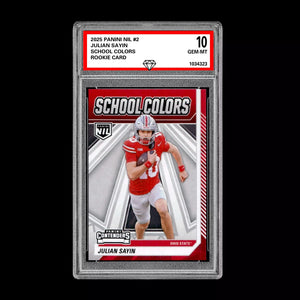 Graded 10 Julian Sayin 2025 Panini NIL #2 Ohio State School Colors RC Rookie Football