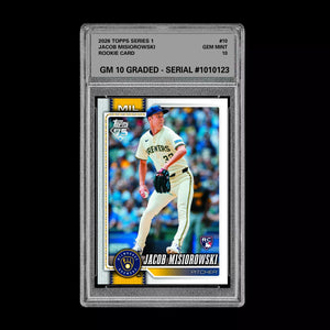 Graded 10 Jacob Misiorowski #10 2026 Topps Series 1 Milwaukee Brewers Baseball