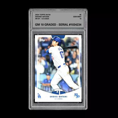 Graded 10 SHOHEI OHTANI HR #1 - 2024 Topps 50/50 Card #2 Dodgers MLB History Baseball