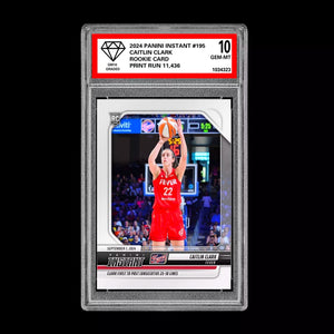 GRADED 10 CAITLIN CLARK #195 ROOKIE RC Card 2024 Panini Instant Indiana Fever Basketball