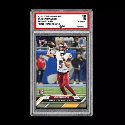 Graded 10 Jayden Daniels #23 RC PLAYOFF WIN 2024 Topps NOW Rookie Card  Football