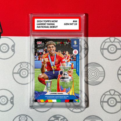 Graded 10 LAMINE YAMAL #66 2024 Topps Now EURO Soccer RC Rookie Soccer