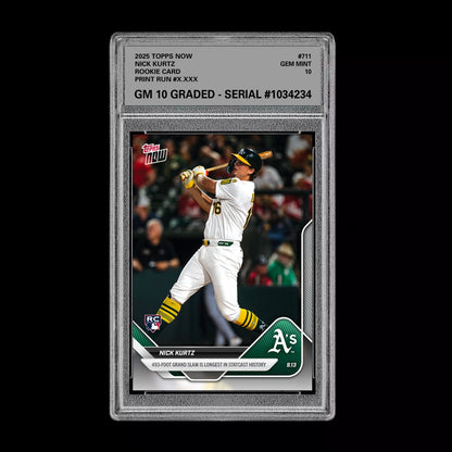 Graded 10 Nick Kurtz RC Grand Slam 2025 MLB Topps NOW Card 711 Rookie Card Baseball