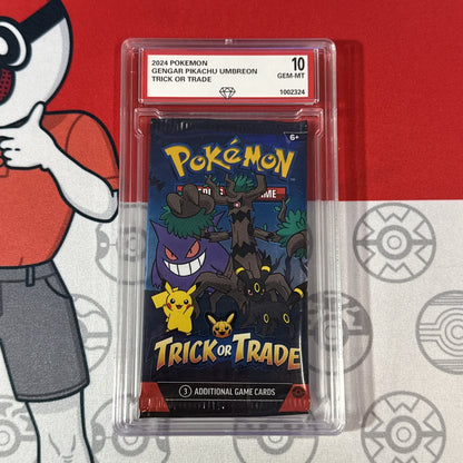 Graded 10 2024 Trick Or Trade Sealed Booster Pack Gengar Pikachu Umbreon Pokemon