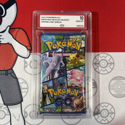 Graded 10 2922 Pokemon GO Sealed Booster Pack Mewtwo Pikachu Blissey Gyardos