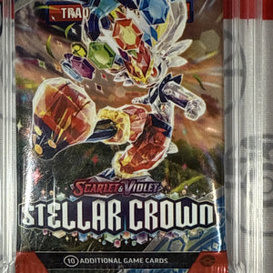Graded 10 2024 Stellar Crown Sealed Pokemon Booster Pack Cinderace Ex Art Work
