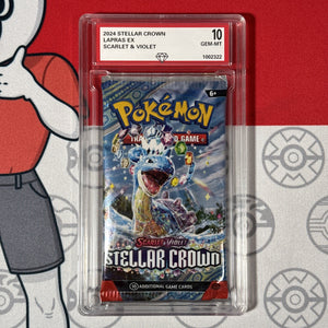 Graded 10 2024 Stellar Crown Sealed Pokemon Booster Pack Lapras Ex Art Work
