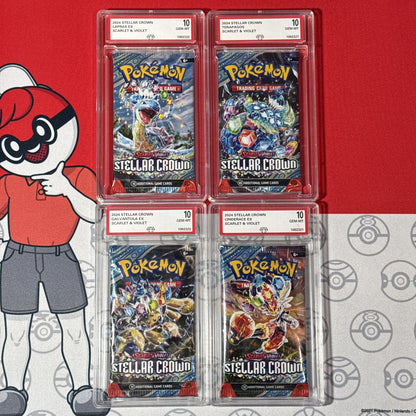 Graded 10 Full Art Set 2024 Stellar Crown Sealed Booster Pack Lapras Terapagos