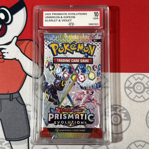 Graded 10 2025 Prismatic Evolutions Sealed Booster Cards Pack Umbreon Espeon